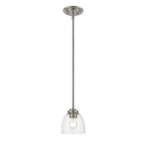 Z-Lite Ashton 1 Light Mini Pendant, Brushed Nickel & Clear 460MP-BN - main
